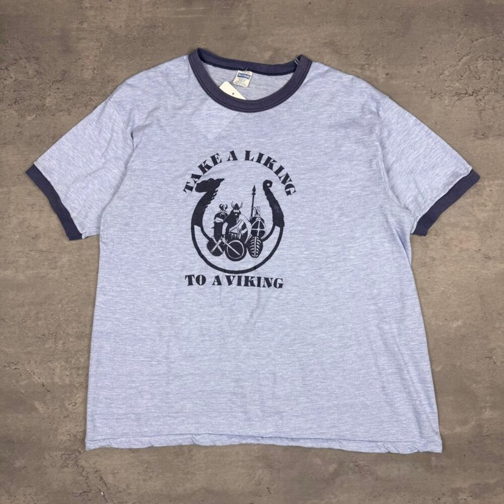 Vintage Take A Liking To A Viking Healthknit Ringer T Shirt